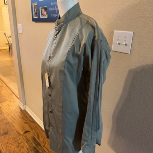 Men's Stubbs Western Wear Green Glow Banded Collar Long Sleeve Shirt SZ S - Picture 7 of 9